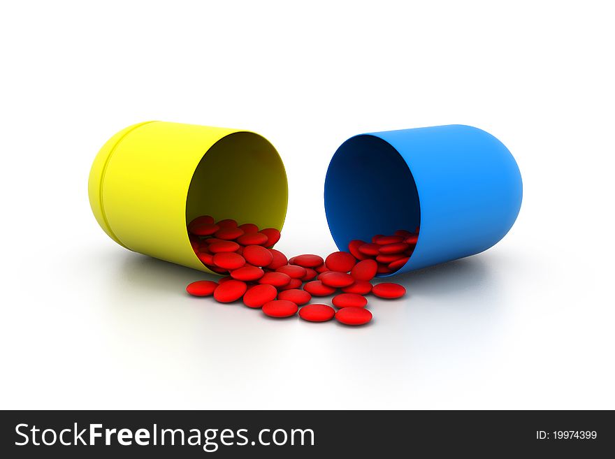 Digital illustration of Open medicine capsule