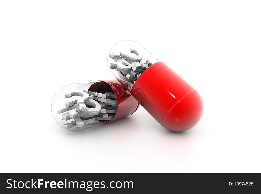 3d illustration of Fear pill in white background