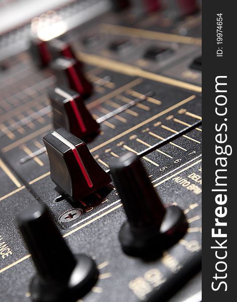 Faders On Professional Mixing Controller