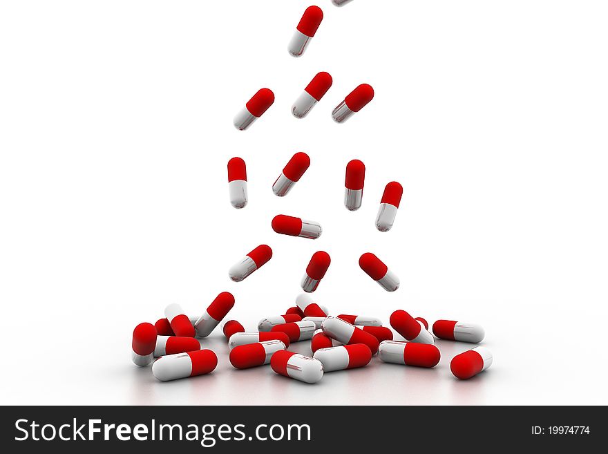 Digital illustration of capsules in white background