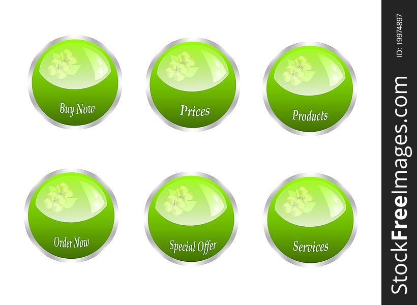 Series of web green buttons