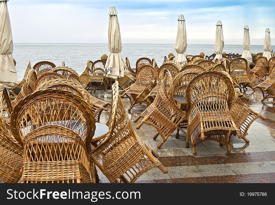 Wicker chairs in the photo. Wicker chairs in the photo