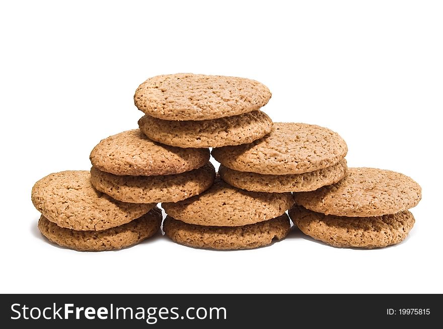 Stack of oatcakes isolated on white