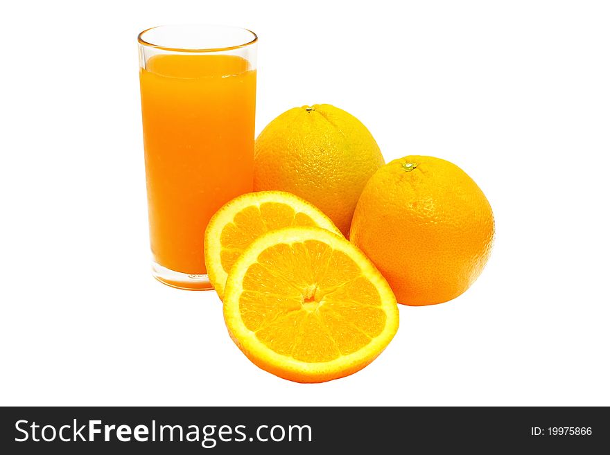 Ripe orange fruits isolated - whole and sliced - full of vitamins . Ripe orange fruits isolated - whole and sliced - full of vitamins