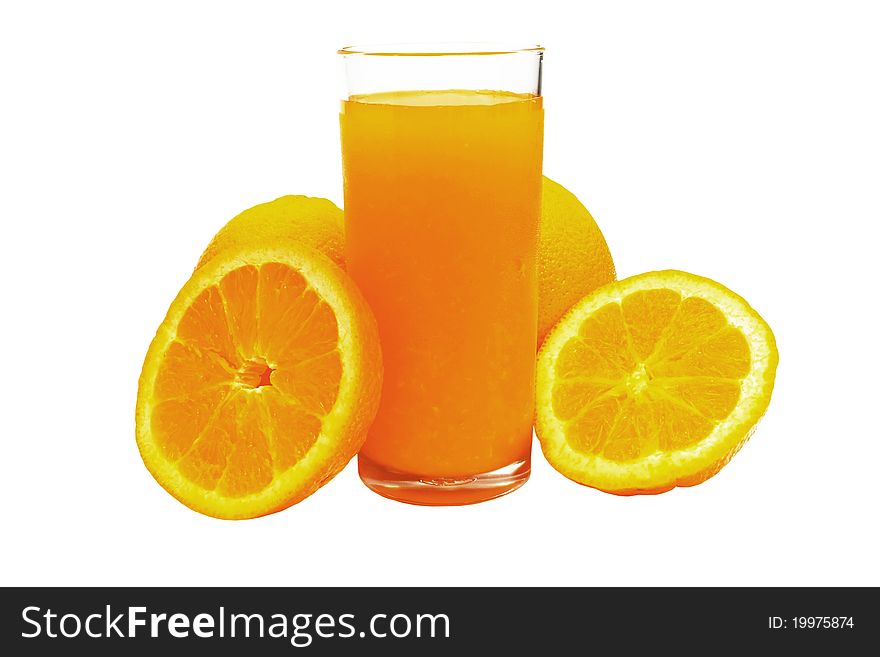 Ripe orange fruits isolated - whole and sliced - full of vitamins. Ripe orange fruits isolated - whole and sliced - full of vitamins