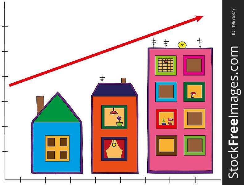 Vector with houses increasing by size. Vector with houses increasing by size