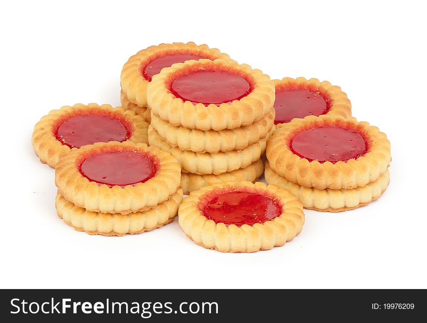 Sweet cookies with jam isolated on white