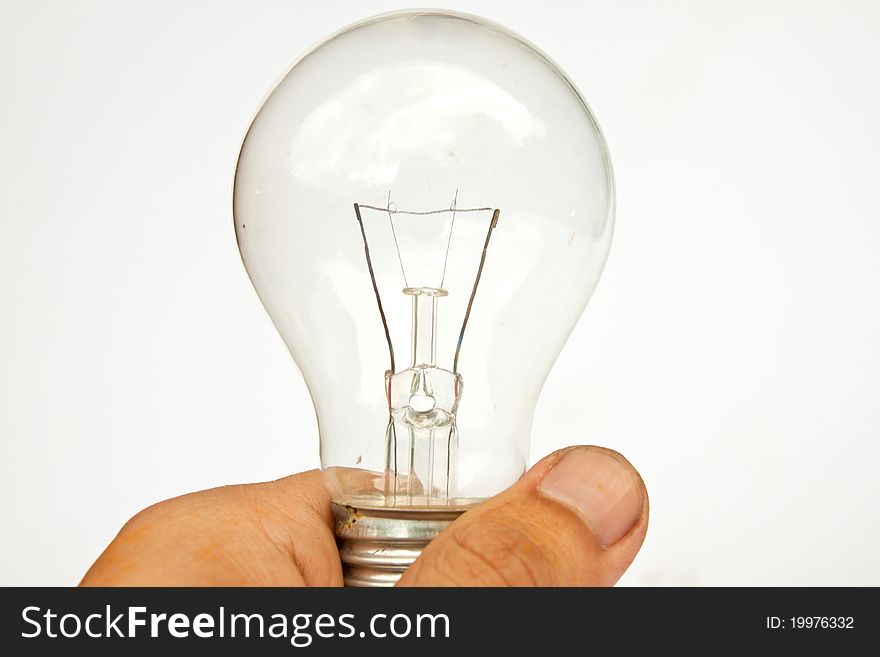 Hand and bulb in isolation