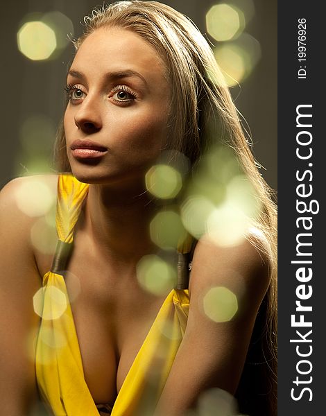 Beauty shoot of a woman made with combination of green light technique