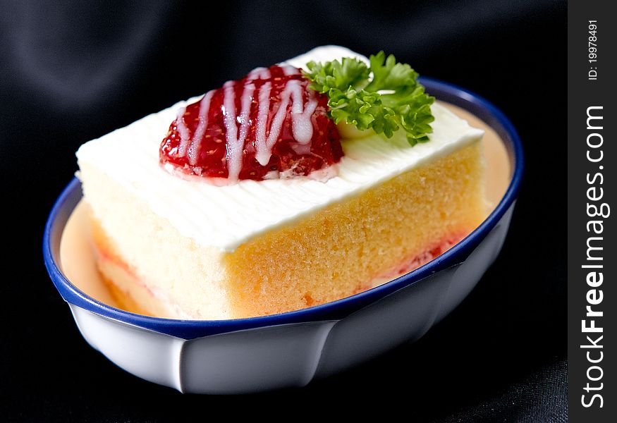 Butter strawberry cake isolated