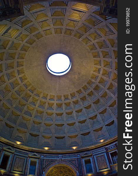 Interior of the historic Pantheon of Rome, Italy