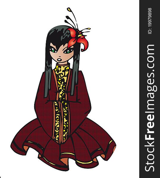 A vector illustration of japanese geisha