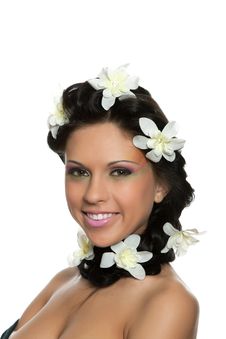 Beautyful Woman With Flower Stock Photos