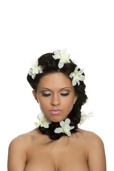 Beautyful Woman With Flower Stock Photography