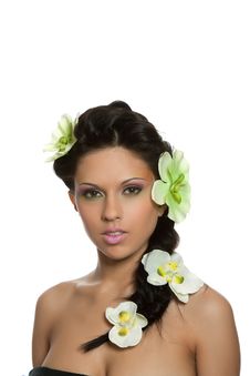 Beautyful Woman With Flower Stock Photo Beautyful Woman With Flower Stock Photo