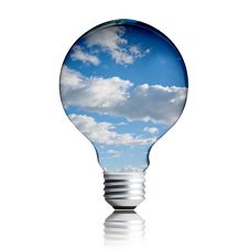 Light Bulb With Sky Inside The Bulb Royalty Free Stock Photography Light Bulb With Sky Inside The Bulb Royalty Free Stock Photography