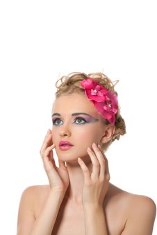 Beautyful Woman With Flower Stock Images Beautyful Woman With Flower Stock Images