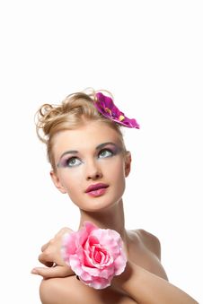 Beautyful Woman With Flower Royalty Free Stock Photos Beautyful Woman With Flower Royalty Free Stock Photos