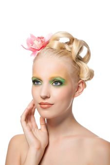 Beautyful Woman With Flower Royalty Free Stock Photography Beautyful Woman With Flower Royalty Free Stock Photography