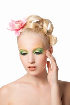 Beautyful Woman With Flower Royalty Free Stock Image Beautyful Woman With Flower Royalty Free Stock Image
