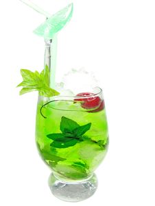 Alcohol Green Curacao Liqueur Cocktail With Cherry Stock Photos Alcohol Green Curacao Liqueur Cocktail With Cherry Stock Photos