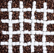 Coffee Beans And Sugar Royalty Free Stock Photography