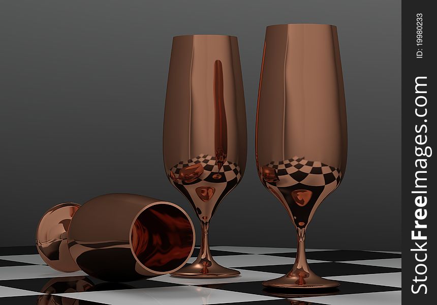 Computer generated image , three glasses