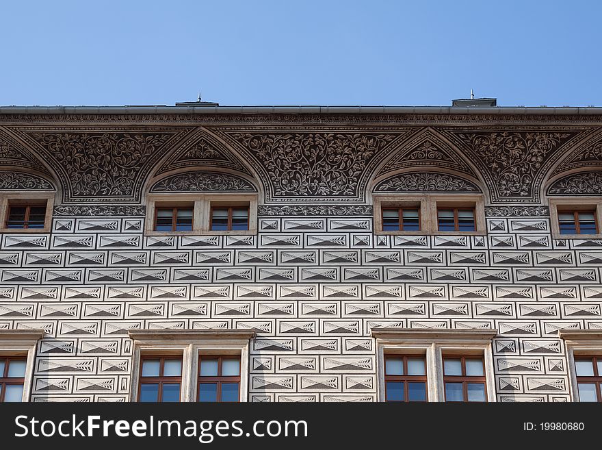 Detail of old renaissance palace in Prague castle