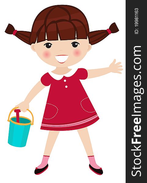 A  illustration of a little playful girl