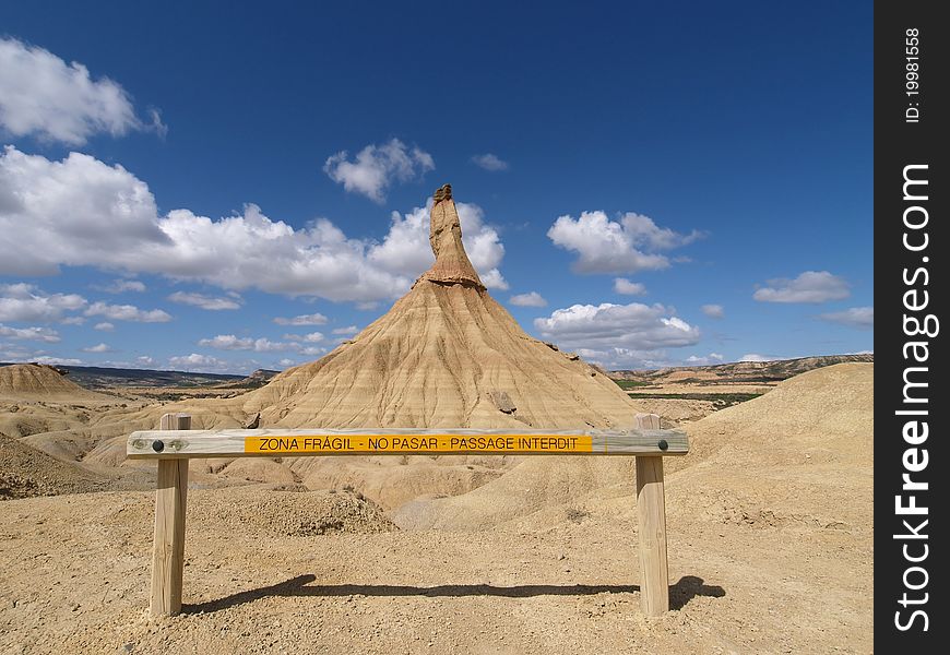 Castil de tierra, most famous landmark of Bardenas desert, in Spain