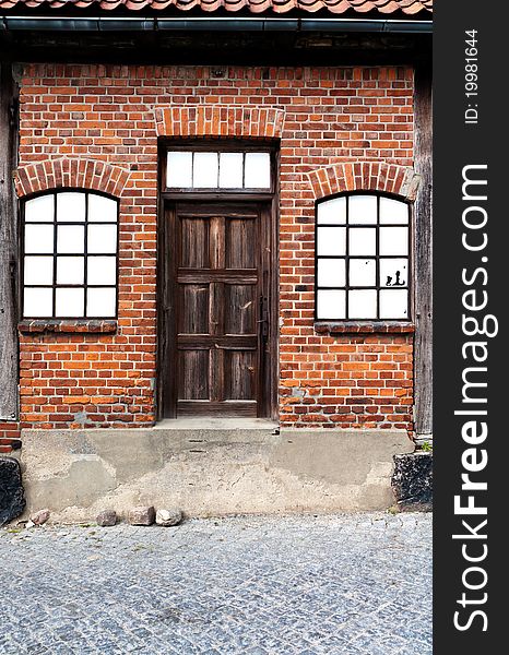 Old door with two windows. Old door with two windows