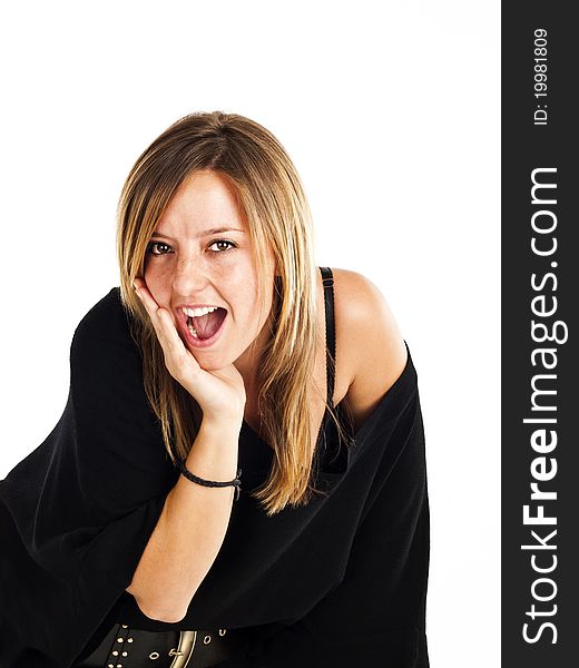 Surprised Woman On A White Background