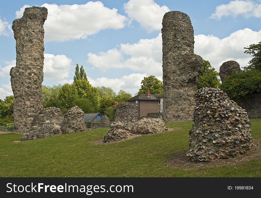 Abbey ruins in Abbey garden placed in park Bury st. Edmunds. Abbey ruins in Abbey garden placed in park Bury st. Edmunds