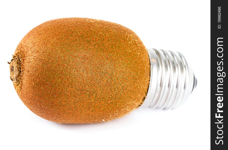Kiwi lightbulb isolate on white background