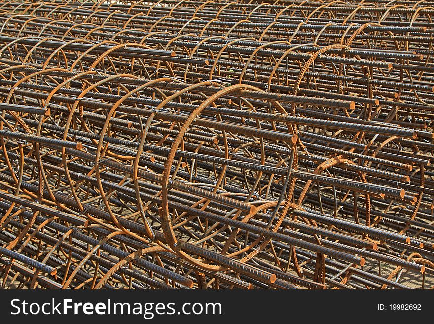 Steel cage at the construction site