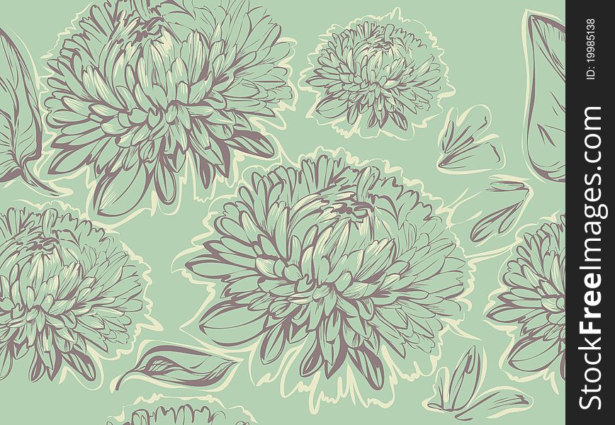 Image of wildlife plants Chrysanthemum seamless background
