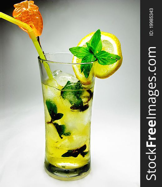 Alcohol Liqueur Cocktail With Mint