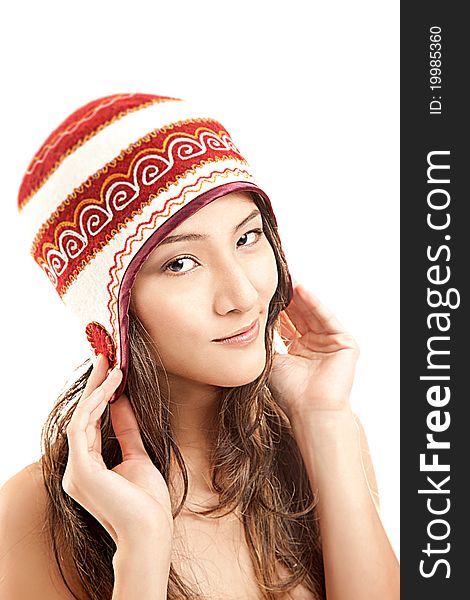 Beautiful Asian Girl in Winter Hat