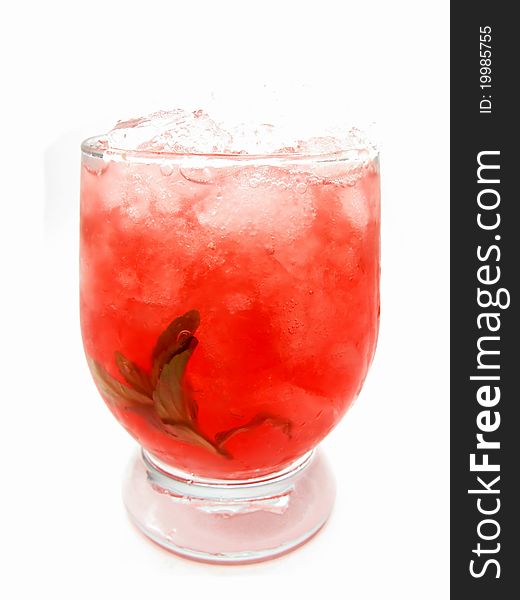 Alcohol red cocktail with ice caipirinhas strawberry. Alcohol red cocktail with ice caipirinhas strawberry