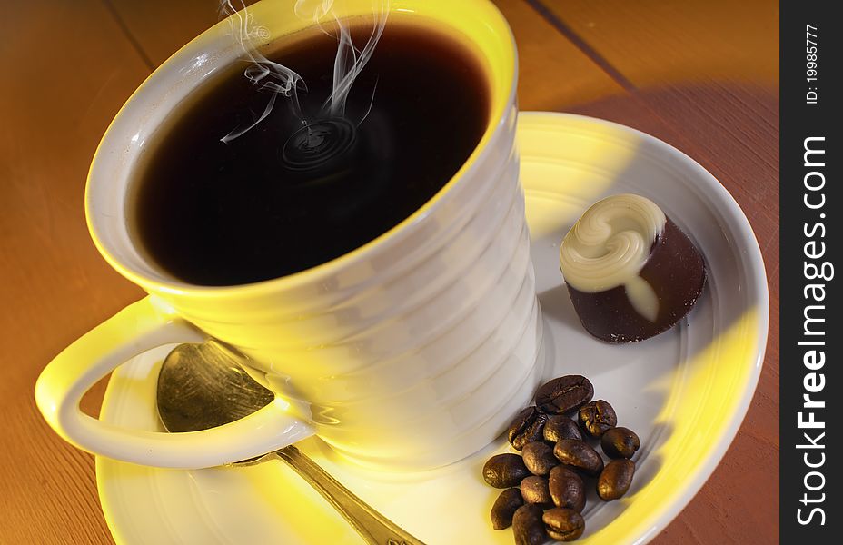 Coffee, coffee beans on the table. Coffee, coffee beans on the table