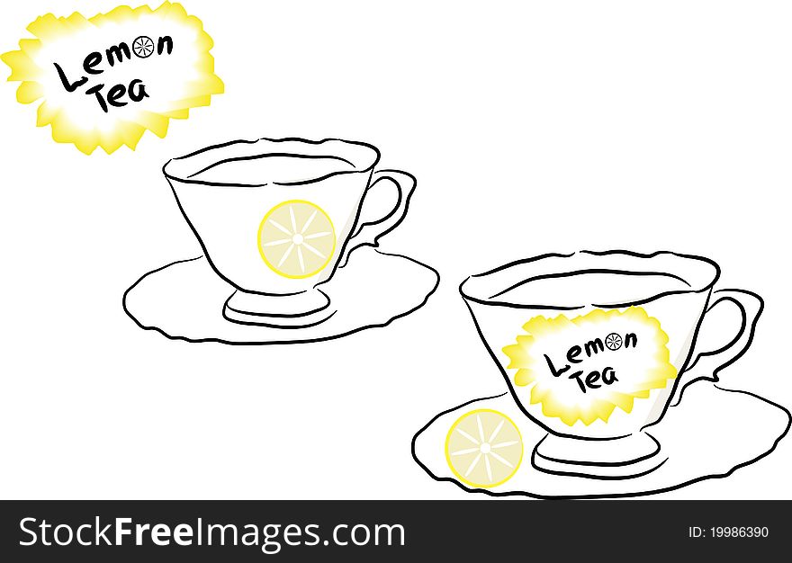 Sketches of cups with tea. Sketches of cups with tea