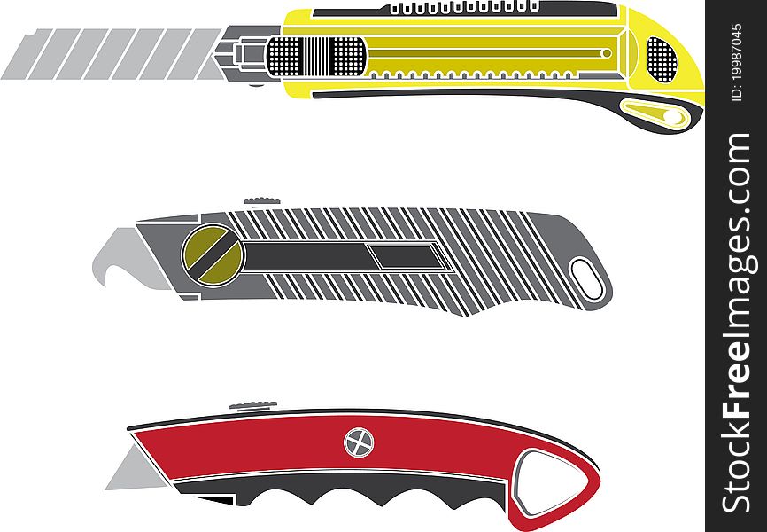 Colour cutter knifes. stencil. vector illustration