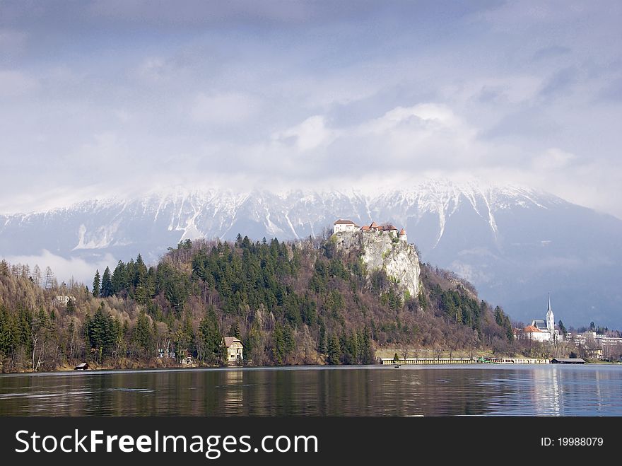 The castle above the lake of Bled. The castle above the lake of Bled