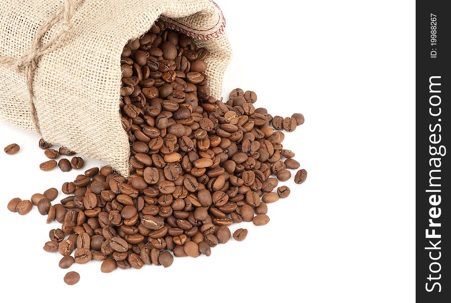 Coffee Beans In Canvas Sack