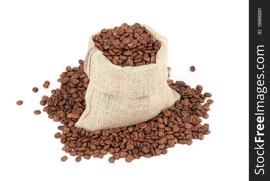 Coffee Beans In Canvas Sack