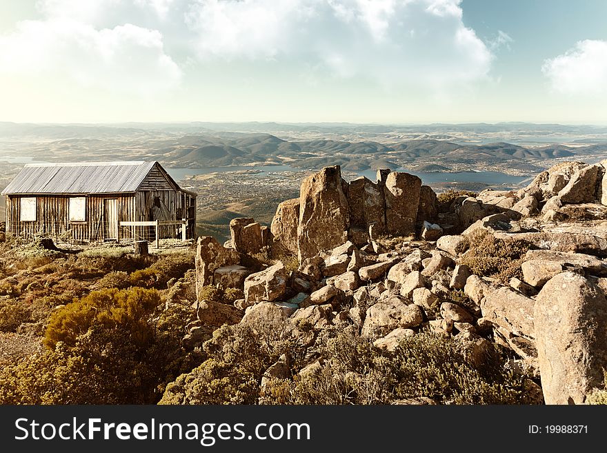 Landscape of old cabin high in the mountains, Tasmania. Landscape of old cabin high in the mountains, Tasmania.