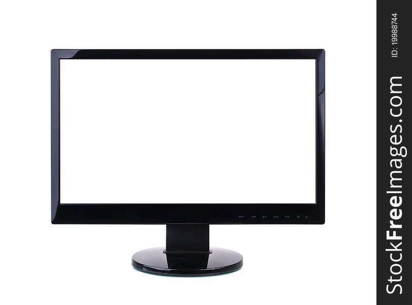 Computer Monitor With Blank White Screen.