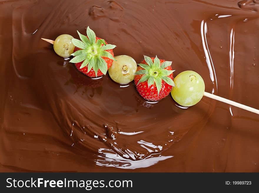 Still life of chocolate fondue