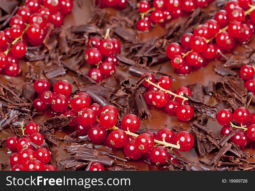 Still life of red currant with chocolate