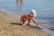 Little Girl On The Beach Stock Image Little Girl On The Beach Stock Image